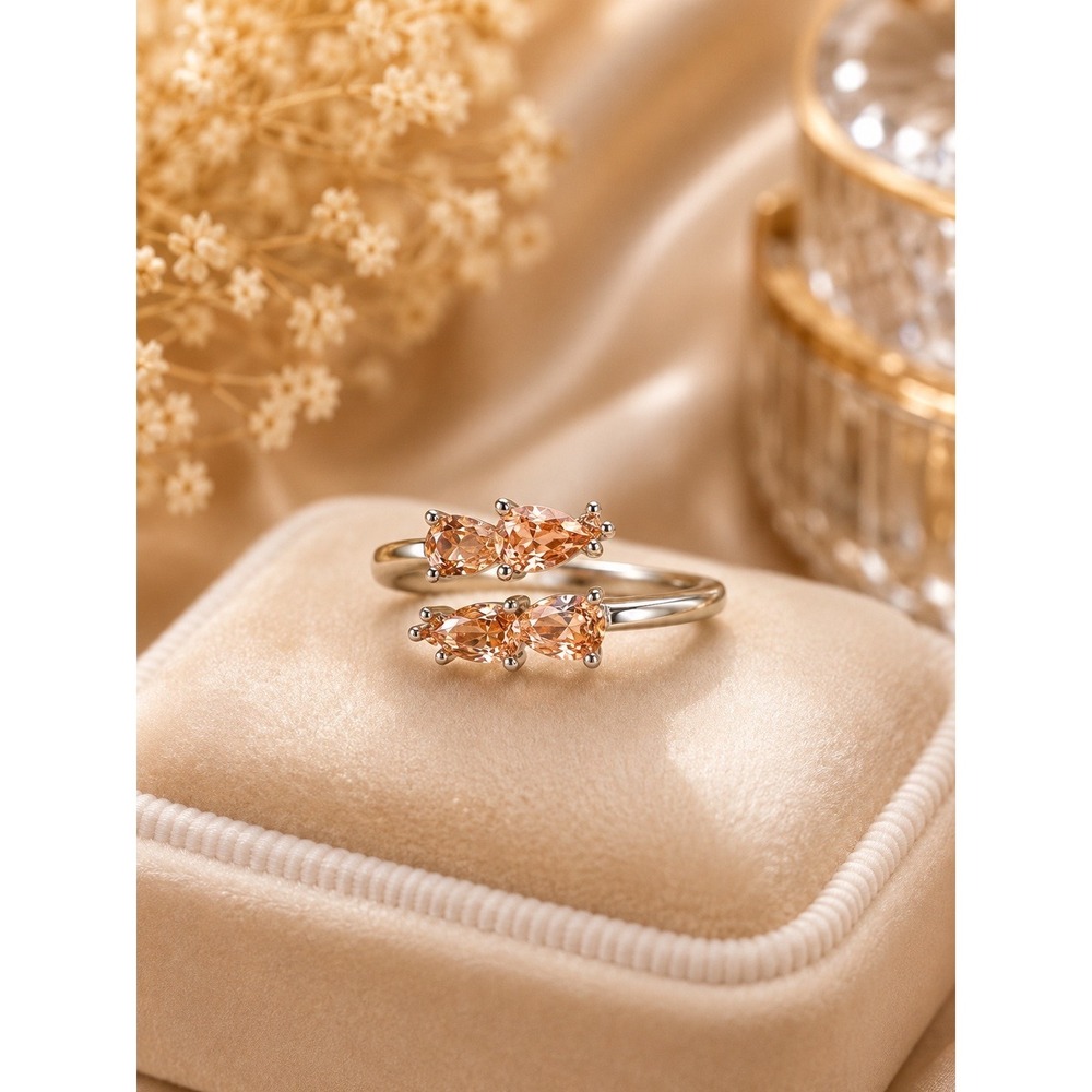 Bomb Party Getting Inspired Yellow Topaz Rhodium Plated Bypass Ring Sz 9 RBP4700